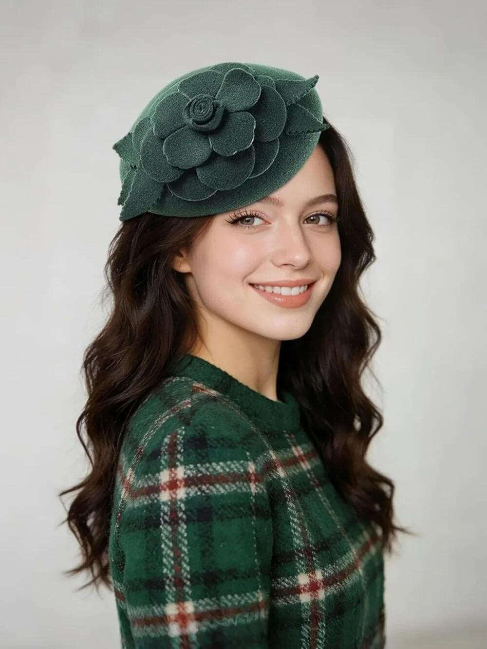 Women's Wool Fashion Blend French Beret Hats Party Fascinators Green